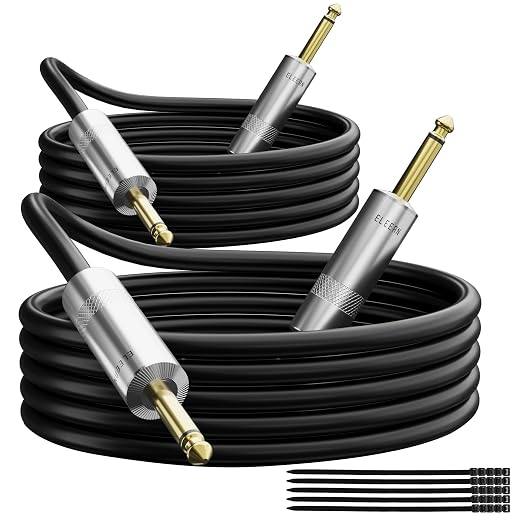Premium 6.35mm Audio Cable 30 Ft/2 Pack, 1/4 Inch TS Instrument Professional Speaker Cord, Mono Jack 12 AWG Unbalanced, for Amplifier PA DJ Electric Guitar Bass Keyboard Pro-OD 9.5MM+Ties