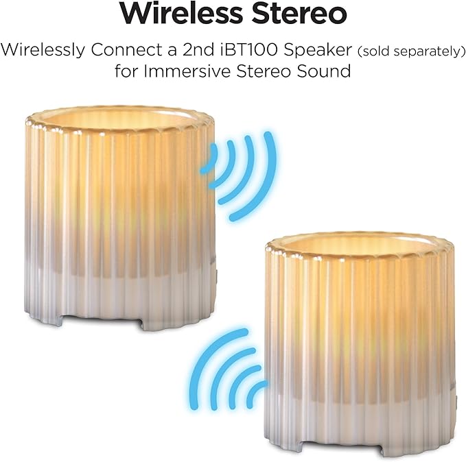 iHome Flameless Candle with Bluetooth Speaker, LED Candle with Rechargeable Battery Ideal for Stylish Home Décor – White (iBT100)