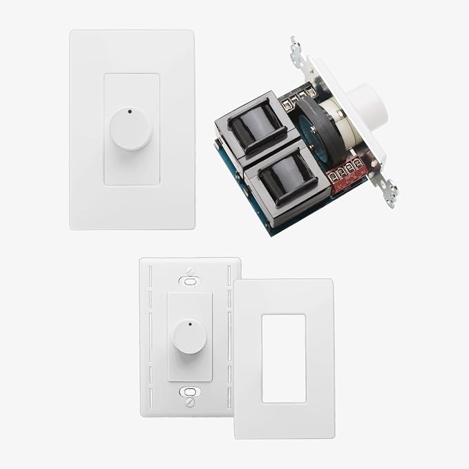 OSD Audio 100W Sleek, Modern, Minimalist Design in Wall Volume Control, Rotary Knob White Impedance Matching SLK100