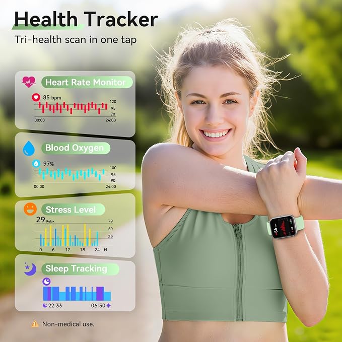 Hingso Smart Watches for Women Men (Android/iPhones), 120+ Sport Modes Fitness Tracker Watch with SpO2/Heart Rate Monitor, Steps/Sleep Tracker, 1.85" HD Smart Watch with Bluetooth Calls/Messages