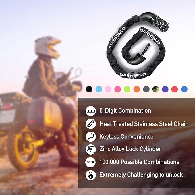 Bike Chain Lock Security 5 Digit Resettable Combination, 51.2 inches Heavy Duty Anti Theft Lock Chain for Bicycle, Motocycle, Scooter, Gate, Fence (Black-2PK, 4.2ft)