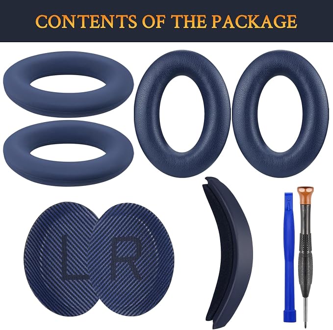 SOULWIT Replacement Kit for Bose QuietComfort QC35/QC35 ii Over-Ear Headphones, Ear Pads Cushions + Headband + Silicone Earpads Cover Protector - Blue