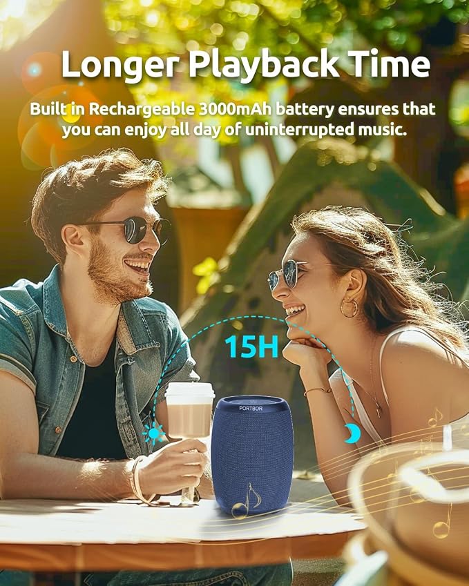Bluetooth Speaker, Portable Wireless Speaker with Stereo Loud Sound, BT5.3, IPX5 Waterproof, TWS Pairing, for Outdoor Home Party Beach Camping, Electronics, Holiday Birthday Gift