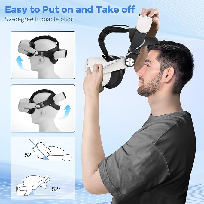 Hurra Head Strap with Battery for Oculus Quest 2, 10000mAh Fast Charging Battery Pack Extend 8H Playtime, Adjustable Elite Strap Replacement with RGB Light Enhanced Comfort Support & Balance in VR