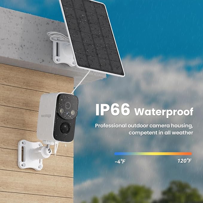 2K Security Camera Wireless Outdoor, Free Cloud Storage, Solar Powered WiFi Cameras for Home Security with AI Motion Detection, Instant Alert, SD Storage, IP66 Waterproof, 2.4GHz, 2 Pack