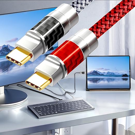 USB C to C Cable 40FT, 4K60HZ GEN2x2(Data usb2.0),USB TYPE C Video Output From USB3.2/ USB4.0 (NOT 100% Fast Charging) & Sync for Xreal MacBook Pro iPad Pro iPhone 15 Pro Galaxy S22 Portable Monitor