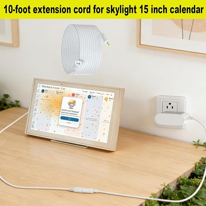 10FT Extension Cord for Skylight Calendar Only Compatible with Skylight Calendar 15 Inch Extension Power Cord(Power Adapter not Included)