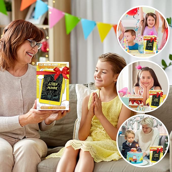 BUKEBU Toddler Toys for 3-6 Years Old Girls Boys, LCD Writing Tablet 8.5 Inch Doodle Board, Electronic Drawing Tablet, Drawing Pads,Travel Gifts for Kids Age 3 4 5 6 7 Year Old Girls Boys (Yellow)