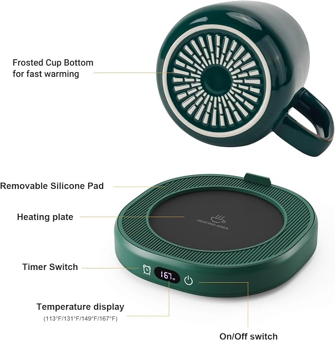Coffee Mug Warmer & You are Awesome Mug Set, Electric Cup Warmer with Auto Shut Off, 4 Temperature Setting Smart Beverage Warmer, 8-Hours Auto Shut Off