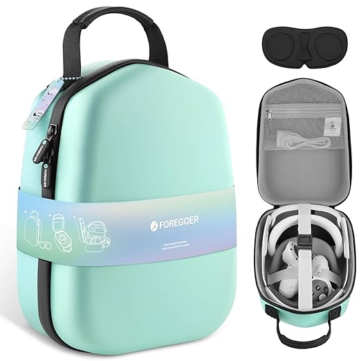 FOREGOER Hard Carrying Case Compatible with Meta Quest 3S/Quest 3/Oculus Quest 2 Official Original/Elite Strap VR Gaming Headset, Portable Travel Vision Pro Case for Touch Controllers Accessories