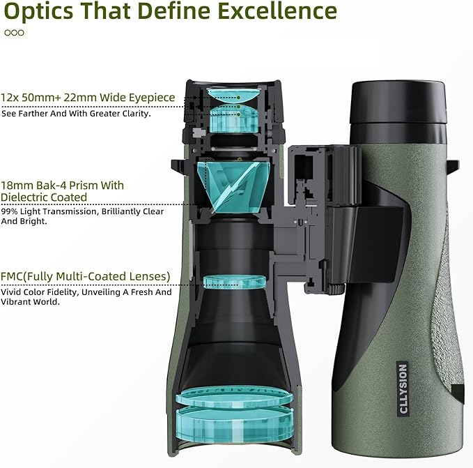12X50 Professional HD Binoculars for Adults with Phone Adapter, High Power Binoculars with BaK4 prisms, Super Bright Lightweight & Waterproof Binocular Perfect for Bird Watching, Hunting, Stargazing