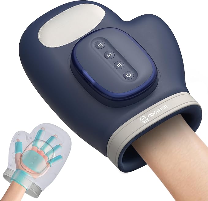 COMFIER OMFIER [2026 Mothers Day Gifts for Women,Mom, Updated Bigger Electric Hand Massager with Heat and Compression,Wrist, Finger Massage,Cordless Hand Massager for Arthritis and Carpal Tunnel,Blue