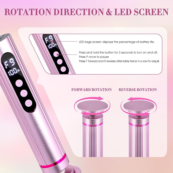 Electric Foot Callus Remover, 2 in 1 Callus Remover for Feet, 9 Adjustable Speeds with Sandpaper Disk and Nail Drill Bits, Digital Display, Rechargeable Pedicure Tools for Dead Skin(Pink)