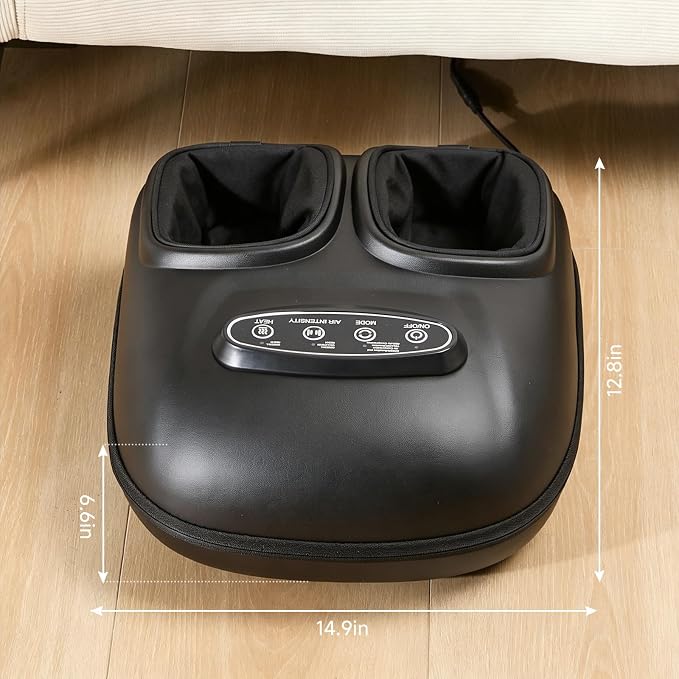 LINGTENG Electric Foot Massagers, Shiatsu Foot Massager with Heat and Compression, Deep Kneading 3-Level Pressure, Home Office Use for Men Women Parents Seniors