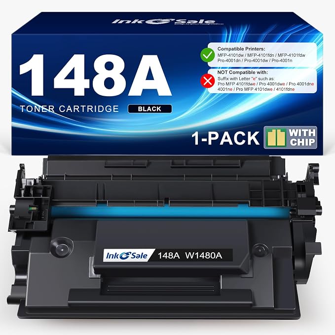INK E-SALE 148A Toner Cartridge Black 4001n 4101fdw (with Chip) Compatible Replacement for HP 148 148A 148X W1480A W1480X for HP Pro MFP 4101fdw 4101fdn 4001dw 4001dn 4001n Printer (1 Pack)