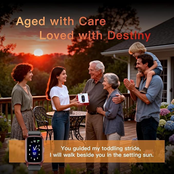 Senior GPS Smart Watch with Fall Detection - 4G LTE Elderly Smartwatch with Real-Time Location, SOS Alerts, and IP67 Waterproof - Ideal for Dementia/Alzheimer’s Safety (Gunmetal Grey)