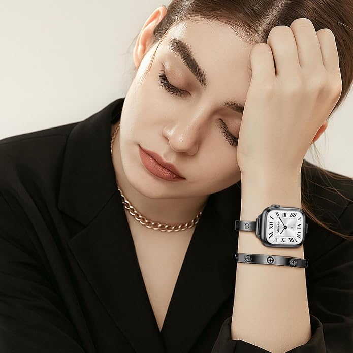 Missair Slim Bands Compatible with Apple Watch 38mm 40mm 41mm 42mm 44mm 45mm 46mm 49mm for Women, Thin Bracelet Dressy Designer Stainless Steel Metal Strap for iWatch Series 11 10 9 8 7 6 5 4 SE Ultra