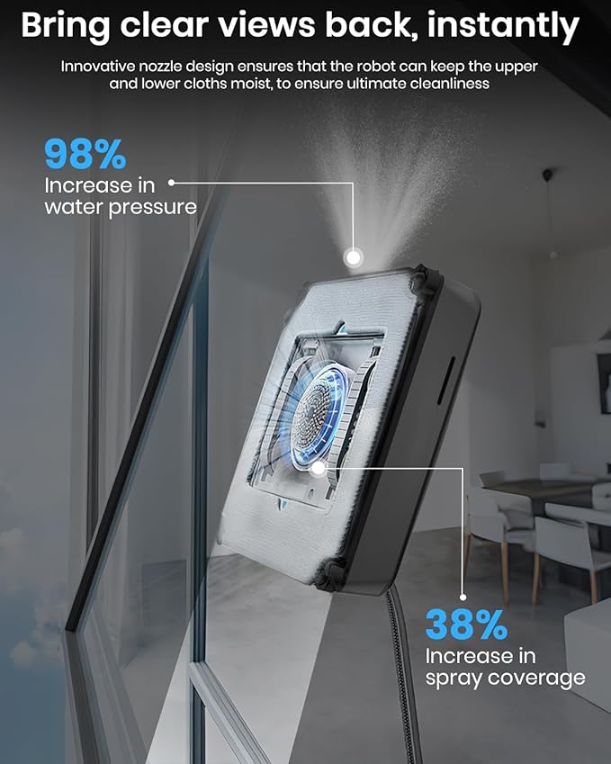 BNZ Window Cleaning Robot, Nexus Ultra, Black, Robotic Vacuum Cleaner for Windows, Mirrors, Shower Doors