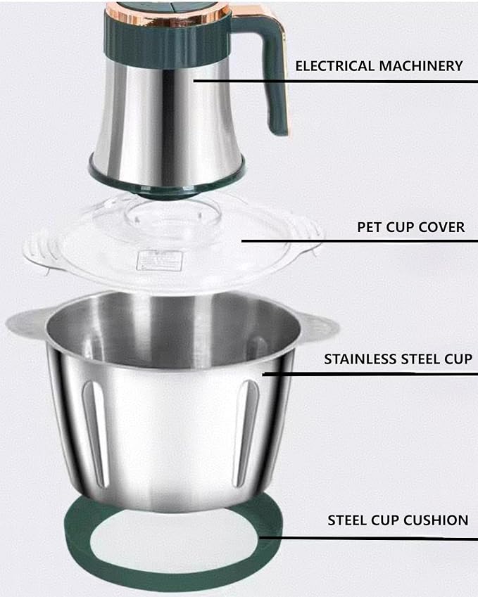 3L Electric Meat Grinder, 300W Food Processor with 5 Speed & 6 Blades, Stainless Steel Food Chopper for Meat Vegetable Garlic Nuts Dough Baby Food, Safety Lock & Overheat Protection