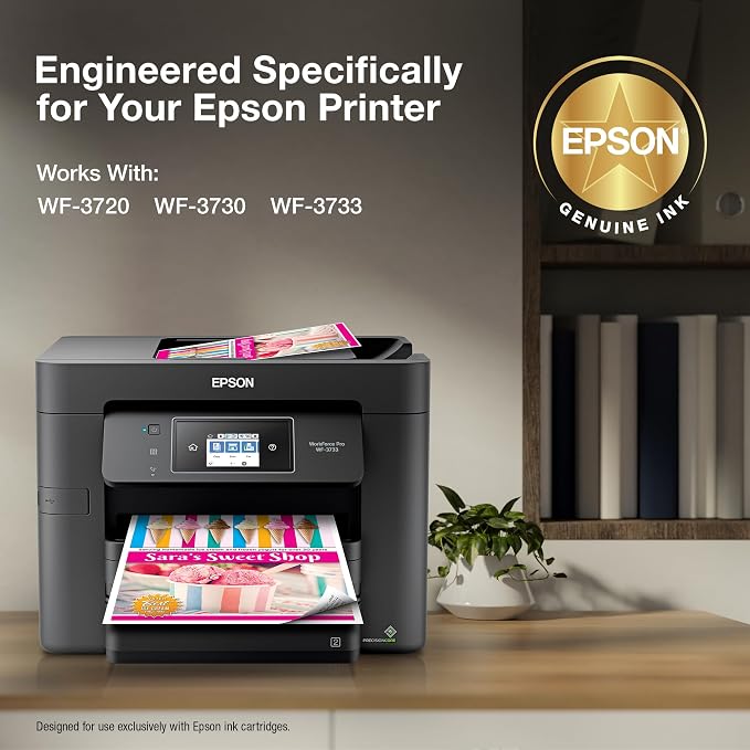 Epson 702 DURABrite Ultra Ink High Capacity Black & Standard Color Cartridge Combo Pack (T702XL-BCS) Works with Workforce Pro WF-3720,3730,3733,(Pack of 2)