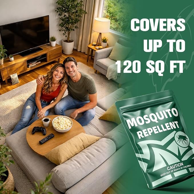 Mosquito Repellent Outdoor Patio, Backyard Mosquito Repellents, Mosquito Deterrent Indoor for Home, Mosquito Control for Door, Keep Mosquito Away from Garage, Last up to 2 Months-8 Pouches