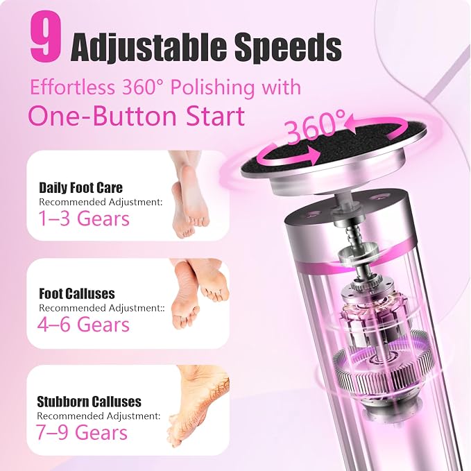 Electric Foot Callus Remover, 2-in-1 Rechargeable Pedicure Tool with Adjustable Speed, LED Display, Sanding Discs & Nail Drill Bits, Professional Electric Foot File for Smooth Soft Feet
