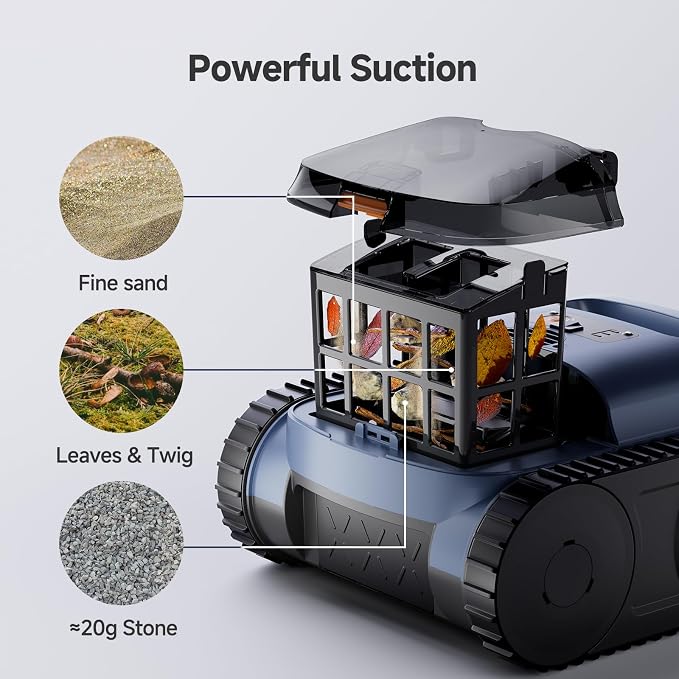 Pool Vacuum for Inground Pool, Cordless Pool Cleaner Robot with Smart Navigation, Self-Parking, LED Indicator, Wall&Waterline Above Ground Pool Vacuum Cleaning up to 2150 Sq.ft