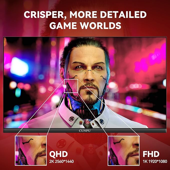 CUNPU 27 Inch 1440P 240Hz Gaming Monitor, Fast IPS, 1ms GTG QHD Gamer Monitor, FreeSync & G-Sync, HDR, 128% sRGB, Height/Pivot/Tilt/Swivel Vertical Monitor, Built-in Dual Speaker, HDMI/DP