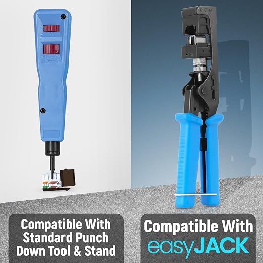 Everest 90° Angled RJ45 Cat6 Keystone Jacks 10-Pack in Brown - Slim Profile Female RJ45 Connectors - Cat 6 Keystone Jack - Compatible with 90° Angled Speed Termination Tool - easyJACK (B094WB91H3)