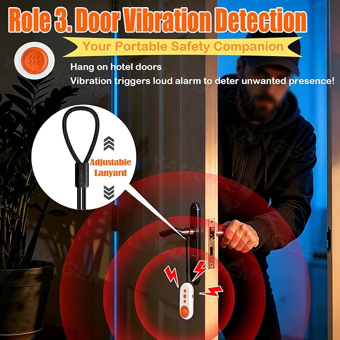 3-in-1 Travel Safety Alarm - Hotel Safety Devices with Hidden Camera Detector & Door Alarms When Opened & Self Defense Personal Safety Alarm, Portable Multifunctional Travel Safe Essentials