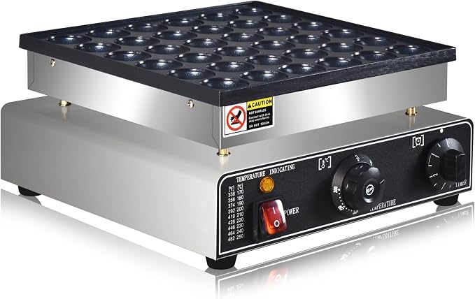 110V Commercial Mini Dutch Pancake Maker,36PCS Mini Pancake Maker Machine,Dutch Poffertjes Grill,Stainless Steel, Non stick,Breakfast，Snacks, Desserts, Restaurants, Cafes.
