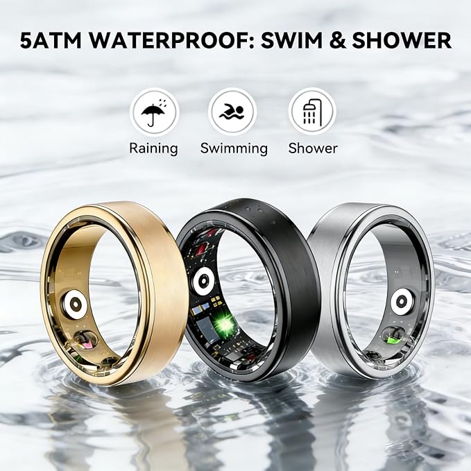 Smart Ring for Women Men,Fitness Ring with 24/7 Activity Tracking,Stress,Sleep Monitoring,No APP Subscription Fees,Compatible with iOS & Android, HarmonyOS Silver, 11#