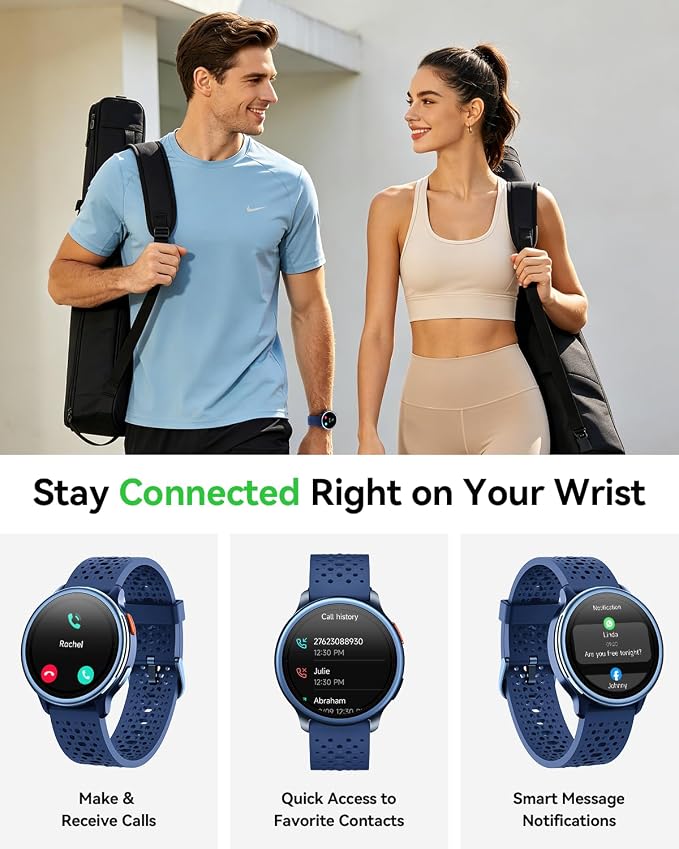 Quican Smart Watch for Women & Men, Compatible with iPhone & Android | Fitness Tracker with Bluetooth Calling, AMOLED Display, Heart Rate & Sleep Tracking, 2 Bands, Perfect Smart Gift