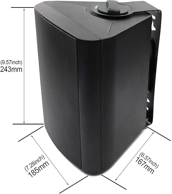 Herdio 5.25 Inch Indoor Outdoor Bluetooth Speakers Patio Waterproof Wired Wall Mount System 300 Watts (Black)