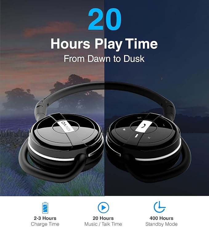 Kinivo BTH240 Bluetooth Headphones On-Ear, Wireless Music, Calling, Mic | Sports Running Headphones (Hands-Free Calling, Built-in Mic, Foldable, Travel Bag) Bluetooth Headset for running gym workout