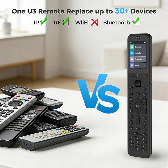 SofaBaton U3 Universal Remote with One Touch Macros, All in One Universal Remote Control with Customize App, Compatible with IR/Bluetooth/RF Devices,Work with Google Voice Devices