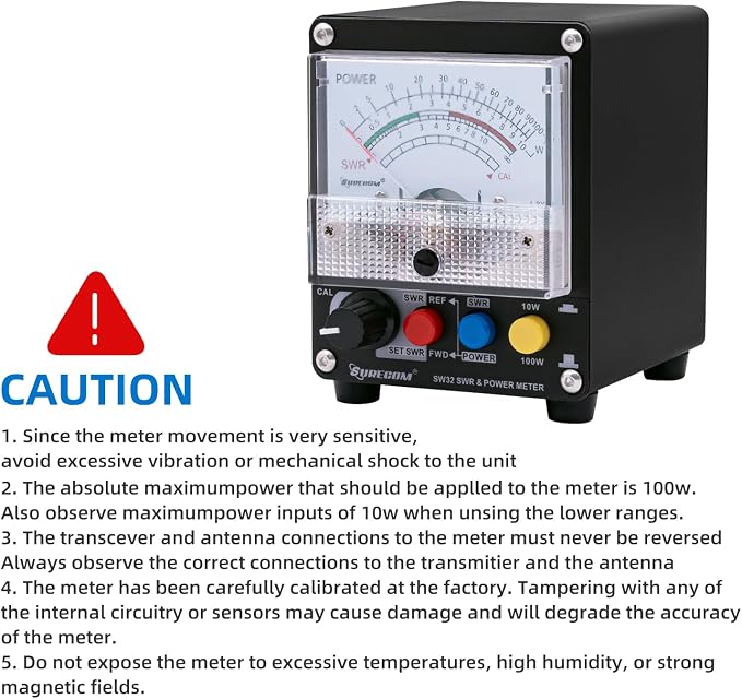 Mcbazel Surecom SW-32UV 125-525MHz 100Watt SWR & Power Meter Black
