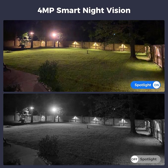Hiseeu Solar Security Camera, 2PCS 4MP Wireless WiFi Camera Outdoor, PTZ 360° View, PIR Motion Detection, Color Night Vision, IP66, 2-Way Audio, 2.4G WiFi, No Monthly Fee