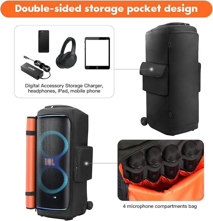 Protective Cover Case Compatible with JBL PartyBox 720, Water-Resistant Carrying Case with Storage Bag, Splashproof Dustproof Portable Cover for Party Box 720 Speakers