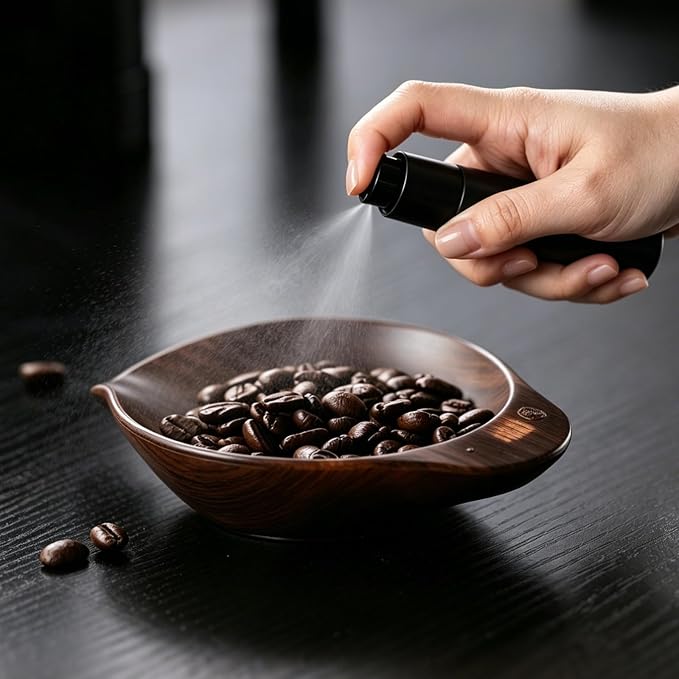 BINCOO Walnut Coffee Bean Scale Dosing Cup with LED Espresso Scale Coffee- Rechargeable 0.1，Small Coffee Spray Bottle， Precision &Tea Scale & Perfect Coffee Lover Gift（walnut wood）