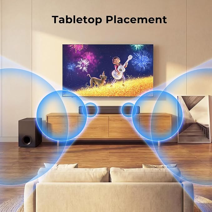 vibeadio Upgraded Sound Bar for TV with 5.9" Powerful 110W Subwoofer, 2.1 CH Surround Sound System, Bluetooth 5.4, ARC/Optical/AUX, Deep Bass Home Theater Audio for PC, Gaming, Projectors & Gifts
