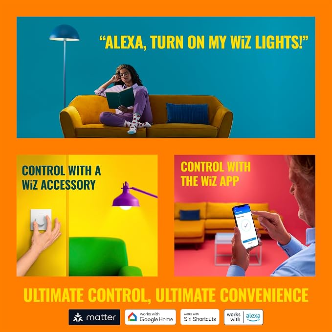 WiZ Connected 6-inch Slim Color Downlight - Pack of 4-2200K-6500K - Indoor - Connects to Your Existing Wi-Fi - Control with Voice or App - Matter Compatible