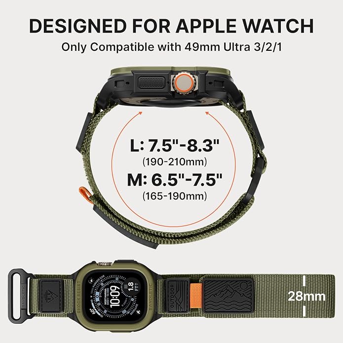 Bandletic Rugged Case with Band Compatible with Apple Watch 49mm(Ultra 3/2/1),46mm(Series 11/10), 45mm(Seriess 9/8/7),44mm(SE3/SE2/SE/6/5/4), Protective Cover Sport Accessories for iWatch Men