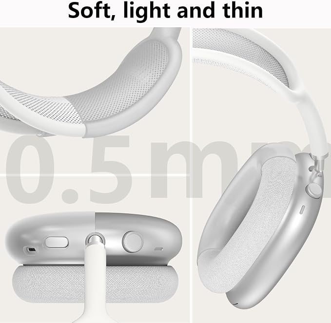 Silicone Case Cover for AirPods Max Headphones, Ear Pad Case Cover/Ear Cups Cover/Headband Cover for AirPods Max 2/1 (2026/2024/2020)(USB-C/Lightning), Accessories for Apple AirPods Max 2, Foggy White