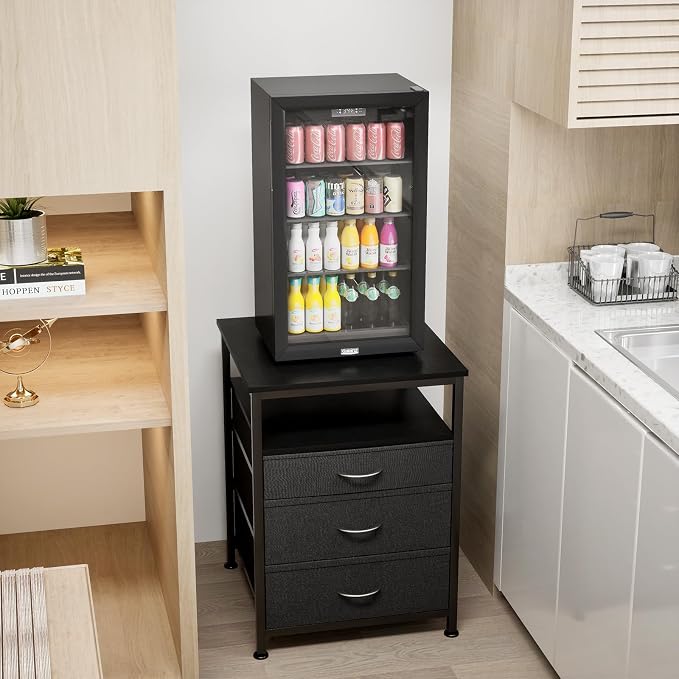 AQQHSAIN Mini Fridge Stand Heavy Duty Mini Fridge Table with Storage Dorm Fridge Shelf Beverage Refrigerator Table Stand for Home Office Dorm Apartment Kitchen (29.5 * 21.7 * 21.7inch)