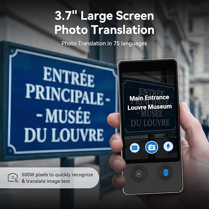 W12 Language Translator Device, 2026 Upgraded AI Translator No WiFi Needed, Support ChatGPT, 140+ Languages Instant Two-Way Translator, Offline/Photo Translation for Business Travel