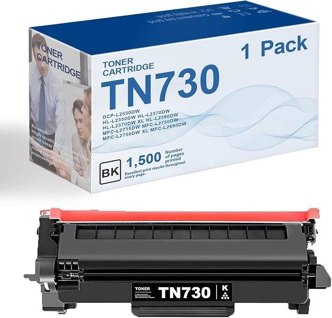 TN730 TN-730 Toner Cartridge Replacement for Brother TN730 Toner Cartridge Black for MFC-L2710DW MFC-L2750DW HL-L2350DW HL-L2370DW HL-L2390DW HL-L2395DW DCP-L2550DW Printer 1 Pack