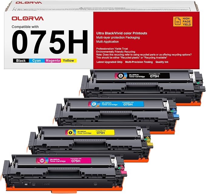 075H 075 Toner Cartridges Set MF665CDW Compatible Replacement for Canon 075H Toner Cartridge Set 075 to Work with Canon Color imageCLASS mf665cdw MF662Cdw MF663Cdw LBP646Cdw LBP647Cdw Printer