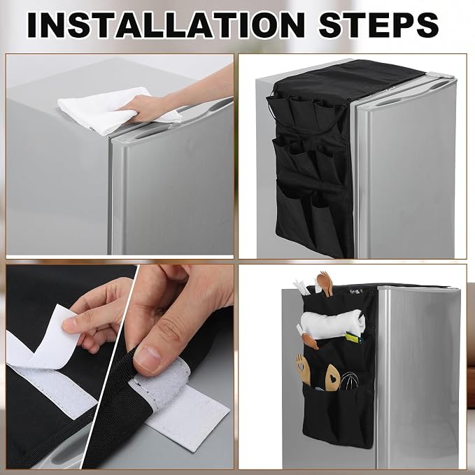 Weysat Dorm Essentials 1 Pcs Mini Fridge and Microwave Stand for Dorm 1 Pcs Mini Fridge Organizer Over the Refrigerator Storage Organizer for Home Office School Kitchen(Black)