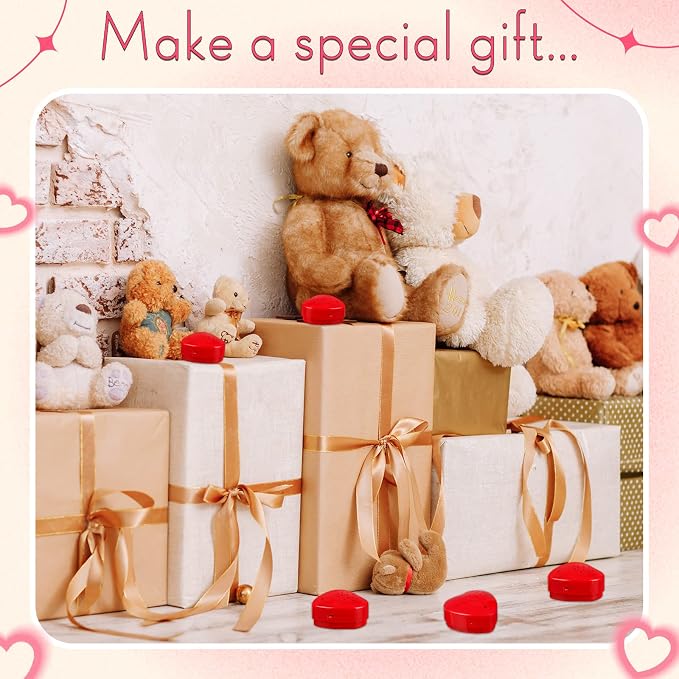 Fabbay 12 Pack Voice Recorder for Stuffed Animal Push Button Sound Recorder Heart Shaped Recordable Button Voice Recording Button Box Device for Plush Toy Bear Module Record Messages, Red (30 Seconds)